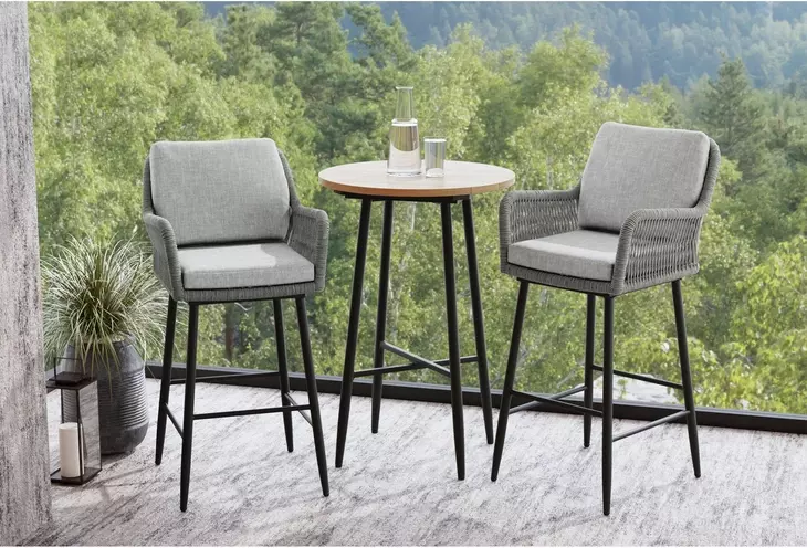Orlando Brown and Black Outdoor 28" Round Bar Table