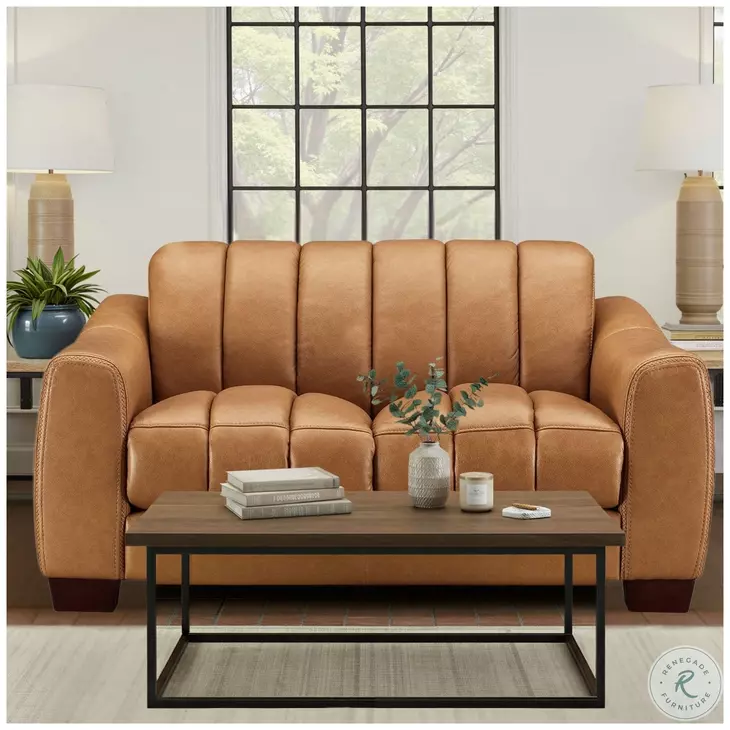 Baylor Cinnamon Leather 64" Loveseat
