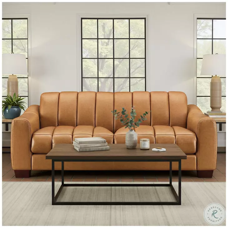 Baylor Cinnamon Leather 84" Sofa