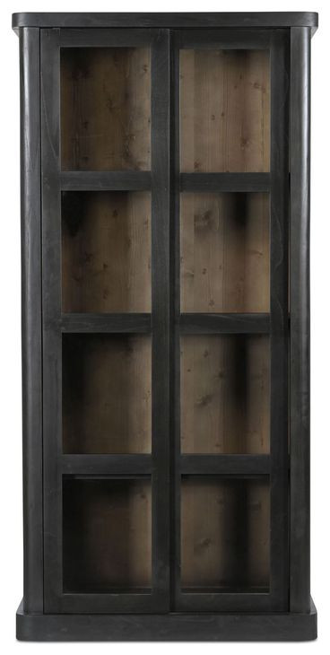 Mona Black 2 Glass Door Tall Cabinet