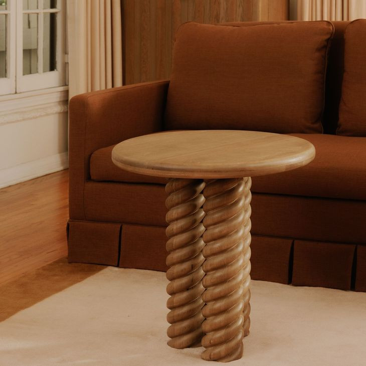 Treccia Oak Round Side Table