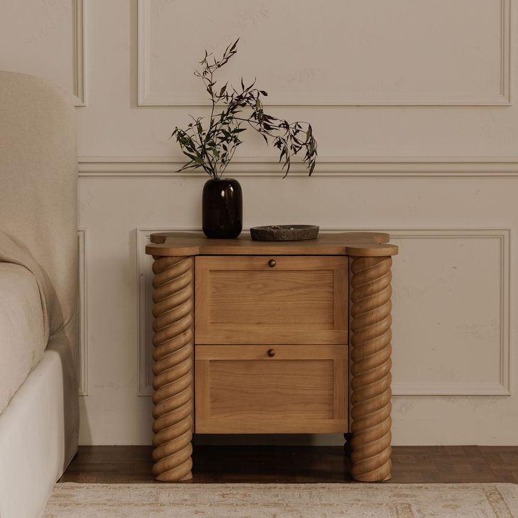 Treccia Oak 2 Drawer Nightstand