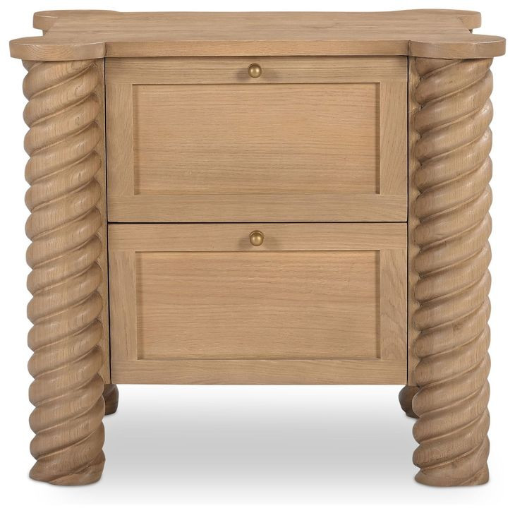 Treccia Oak 2 Drawer Nightstand