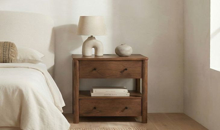 Lottie Brown 2 Drawer Nightstand