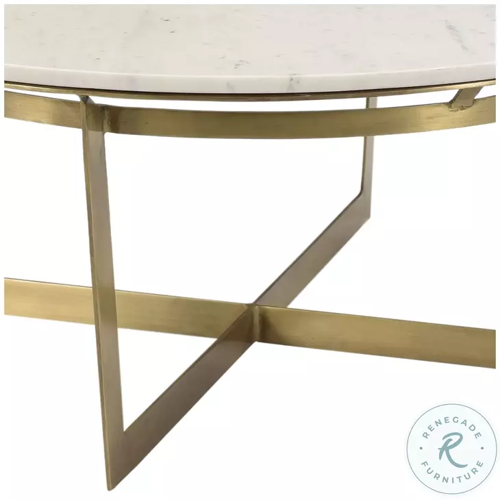 Clinto Brass And Natural Marble Coffee Table