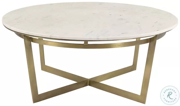 Clinto Brass And Natural Marble Coffee Table