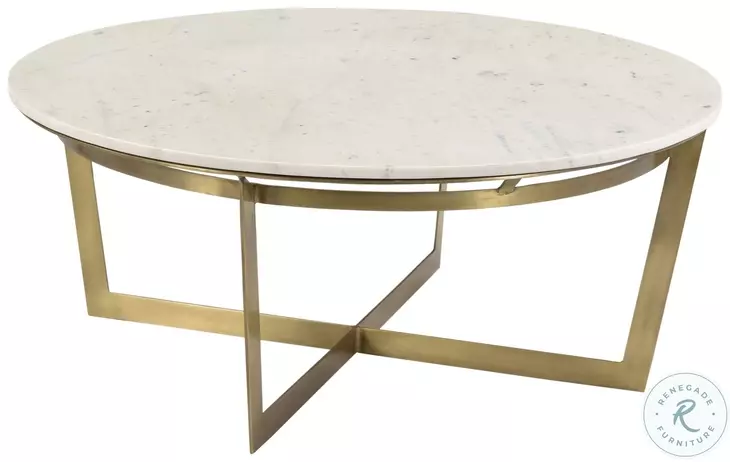 Clinto Brass And Natural Marble Coffee Table