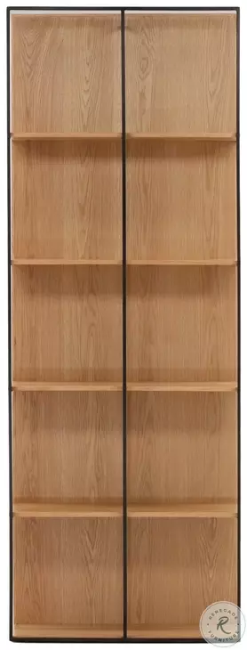 Geral Natural Wood And Matte Black Metal Bookcase