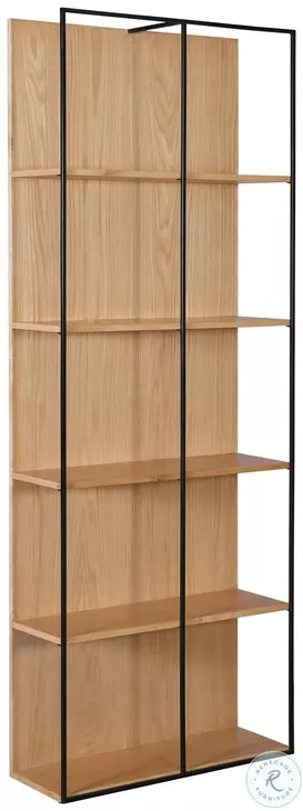 Geral Natural Wood And Matte Black Metal Bookcase