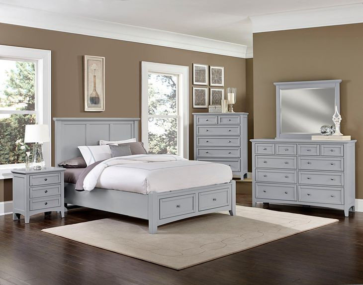 Bonanza Gray Queen Mansion Storage Panel Bed