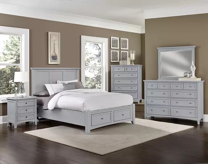 Bonanza Gray Queen Mansion Storage Panel Bed