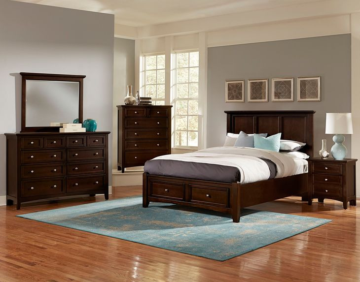 Bonanza Merlot Queen Mansion Storage Panel Bed