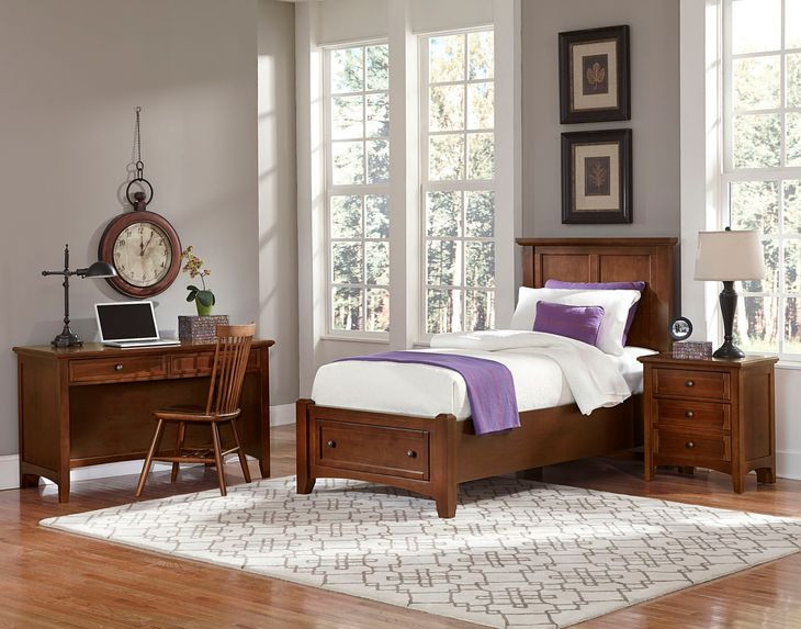 Bonanza Cherry Twin Mansion Storage Panel Bed