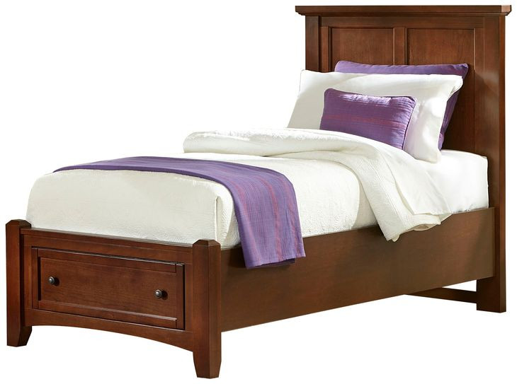 Bonanza Cherry Twin Mansion Storage Panel Bed
