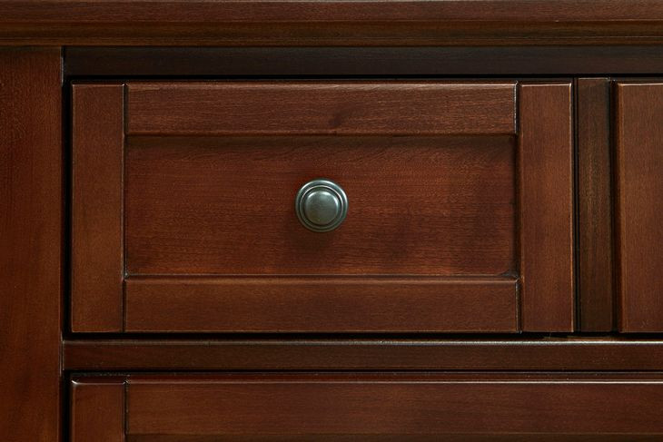 Bonanza Cherry Twin Mansion Storage Panel Bed
