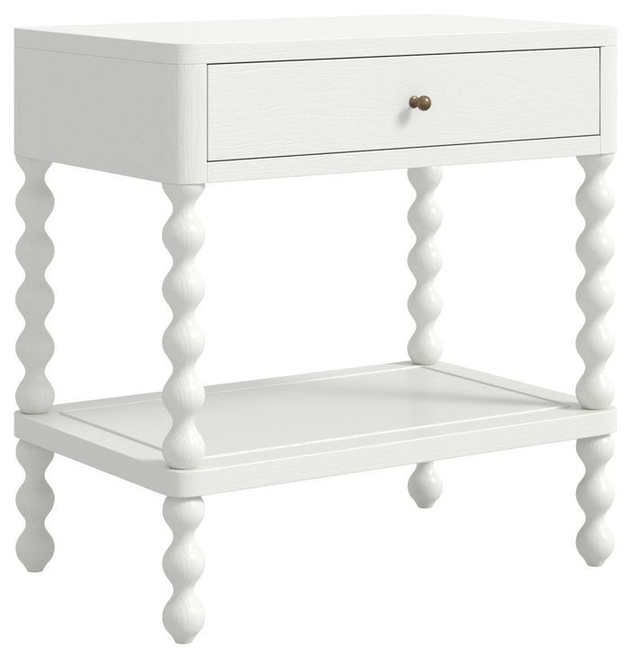 Haven Warm White 1 Drawer Open Nightstand