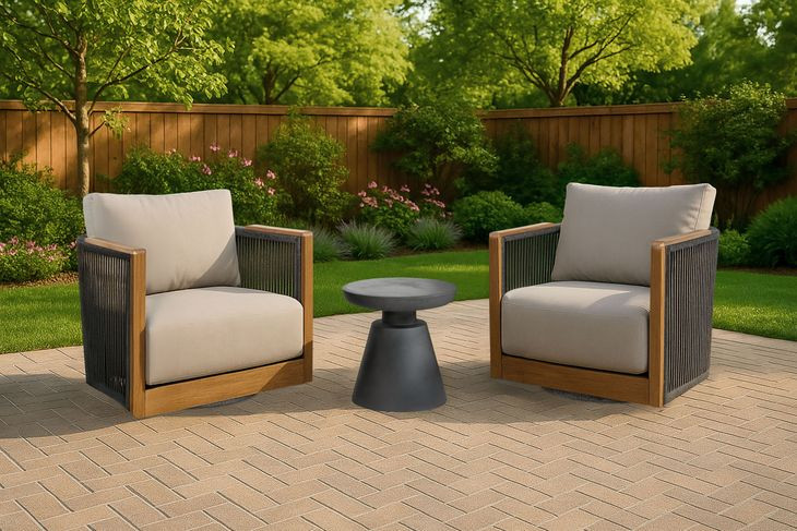 Veranda Beige Upholstered Outdoor Swivel Club Chair