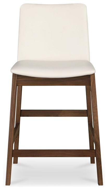 Deco White Upholstered Counter Height Stool