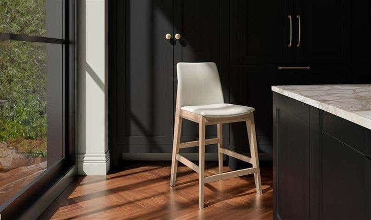 Deco White Upholstered Bar Stool