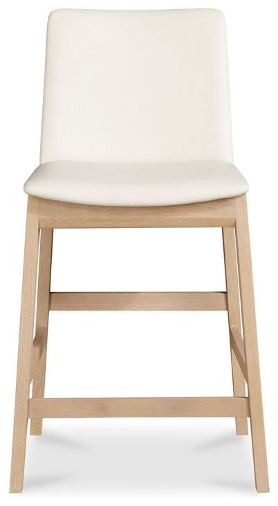 Deco Oak White Upholstered Counter Height Stool