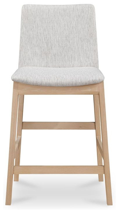 Deco Oak Light Gray Upholstered Counter Height Stool