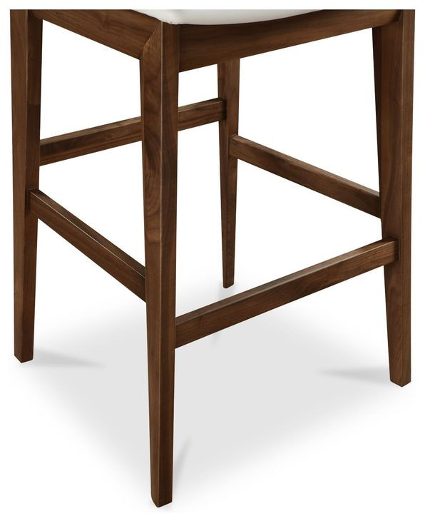 Deco White Upholstered Bar Stool