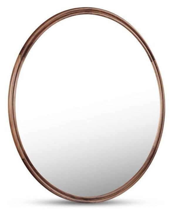 Alcott Walnut Round Small Wall Mirror