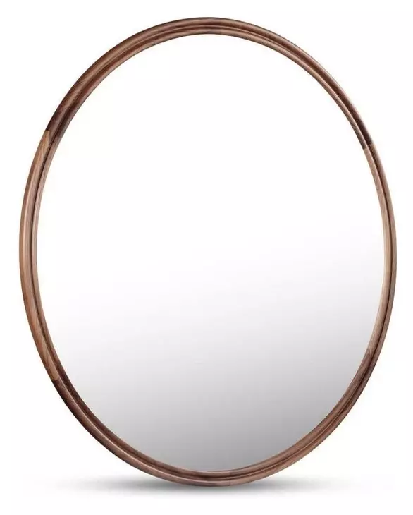 Alcott Walnut Round Small Wall Mirror