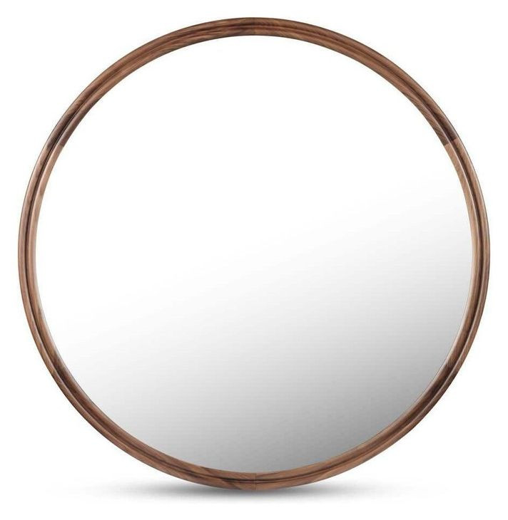 Alcott Walnut Round Small Wall Mirror