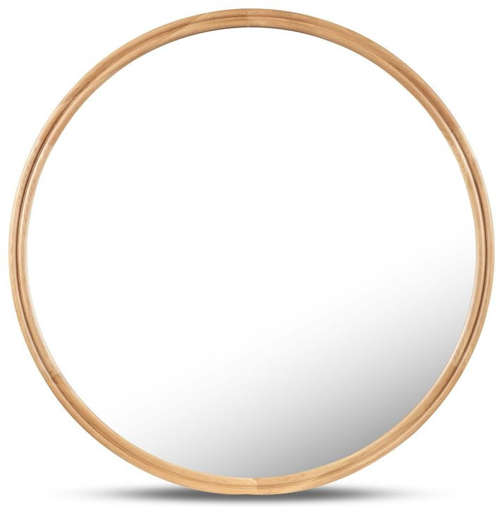 Alcott Oak Round Small Wall Mirror