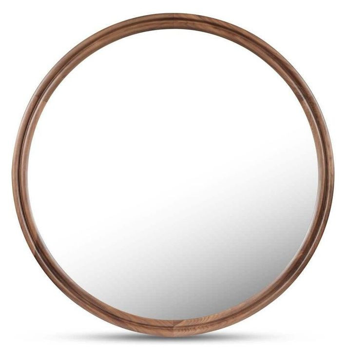 Alcott Walnut Round Large Wall Mirror