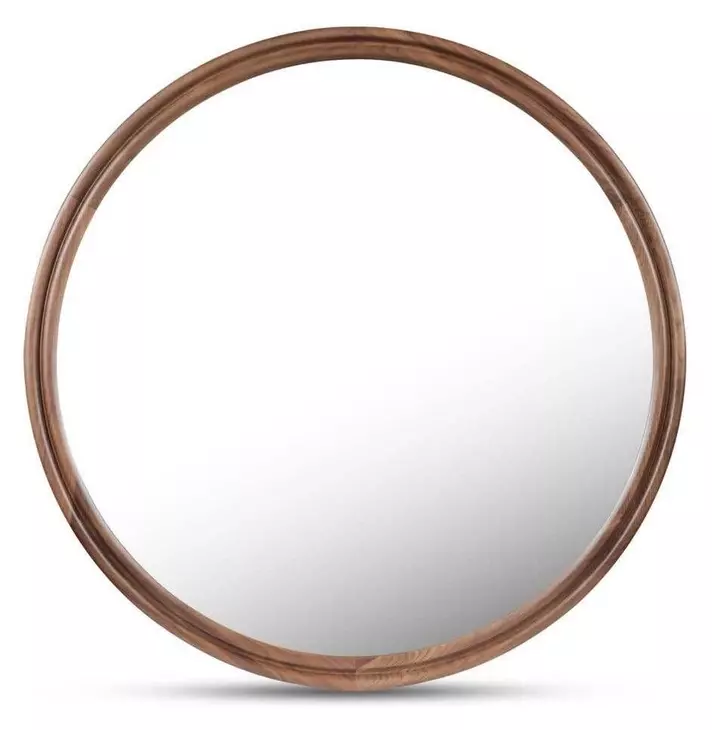 Alcott Walnut Round Large Wall Mirror