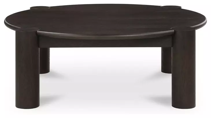 Jack Brushed Dark Brown Round Occasional Table Set