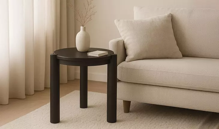Jack Brushed Dark Brown Round Side Table