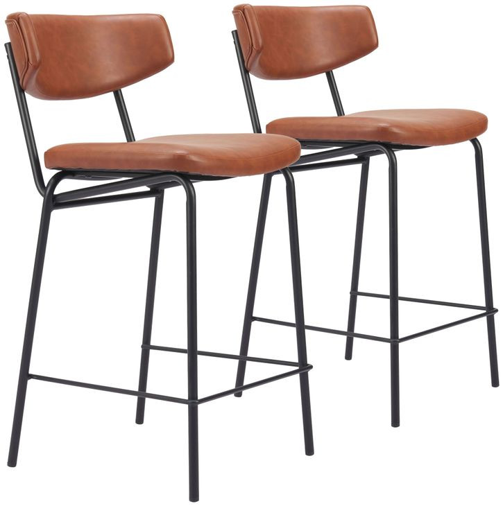 Charon Vintage Brown Counter Height Stool Set Of 2
