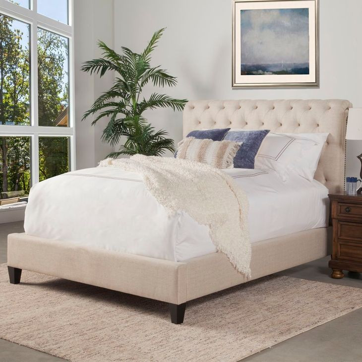 Cameron Downy Natural King Upholstered Panel Bed