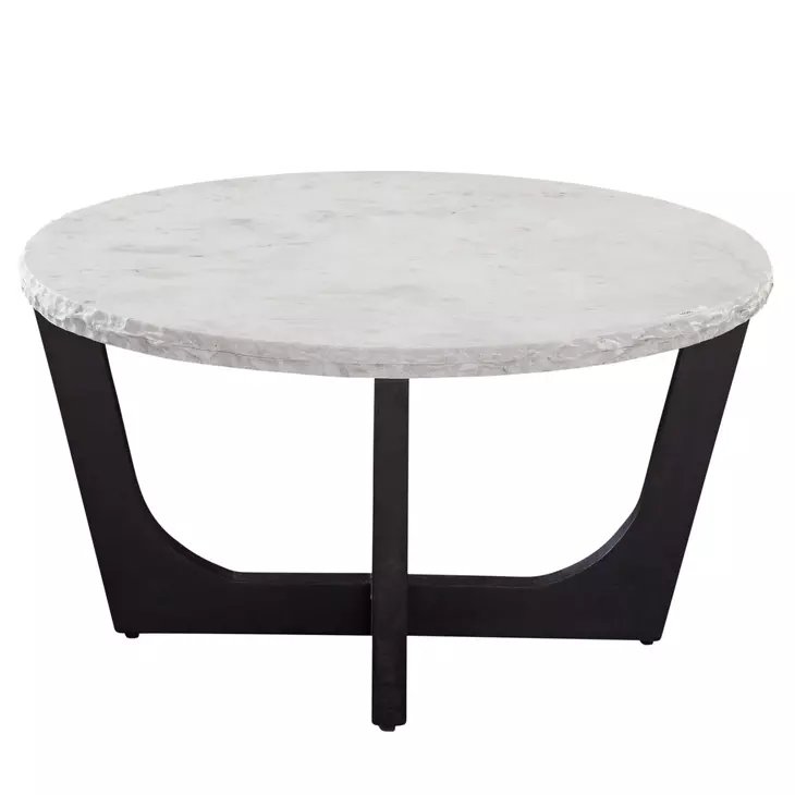Chrissy Black and White Round Marble Top Cocktail Table