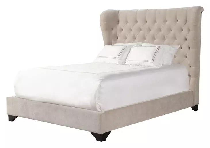 Chloe Meringue Natural King Upholstered Panel Bed