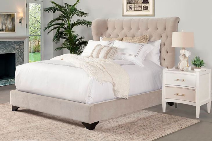 Chloe Meringue Natural King Upholstered Panel Bed
