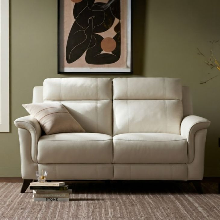 Kester Laurel Cream Leather 63" Power Reclining Loveseat with Power Headrest and USB Charging