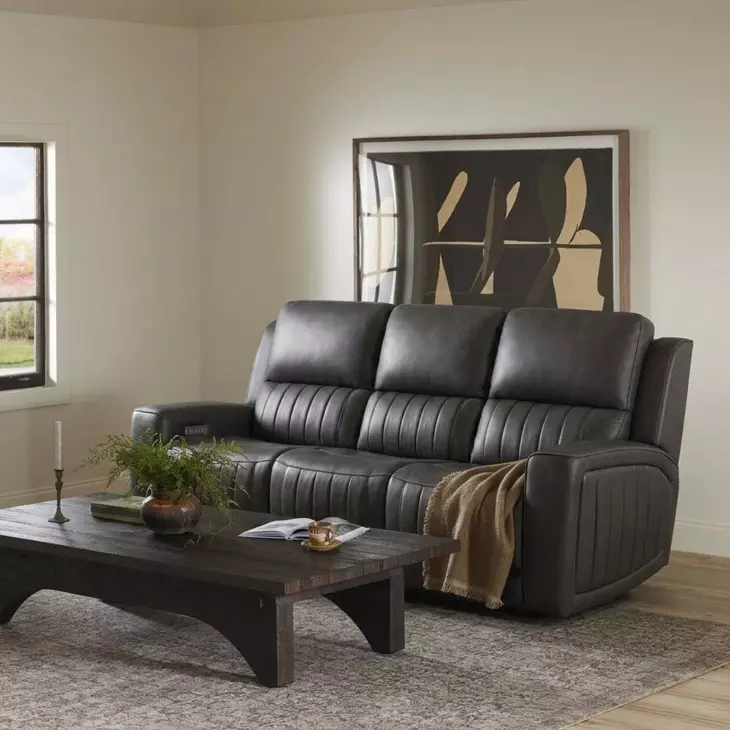 Pierce Homerun Dark Gray Leather Zero Gravity Power Reclining Living Room Set with Power Headrests and Lumbar