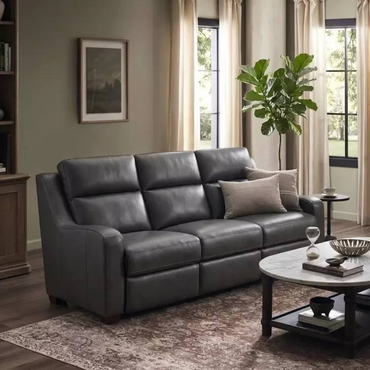 Ayden Elway Dark Gray Leather Power Reclining Living Room Set with Power Headrest and Power Lumbar