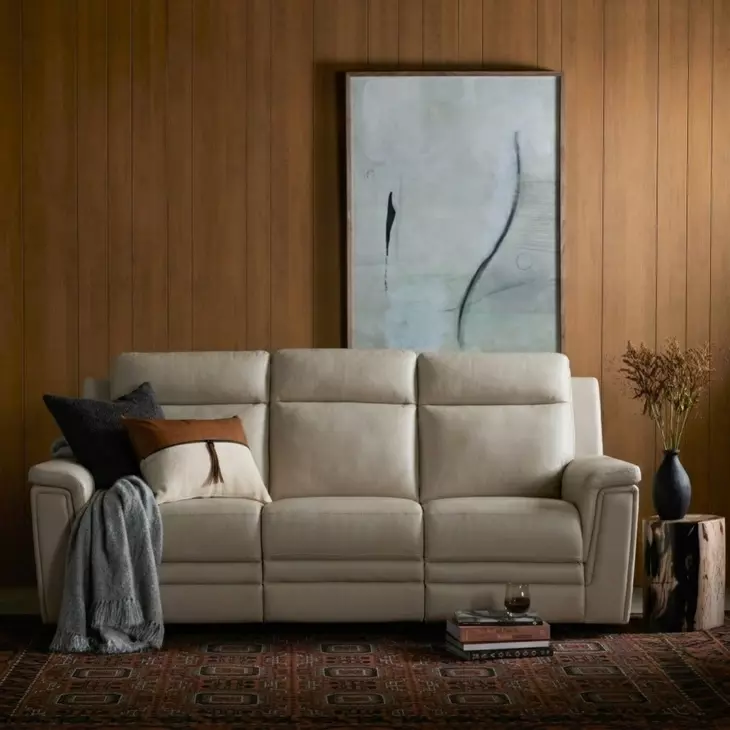 Harper Berlin Cream Leather Power Reclining Living Room Set with Power Lumbar and USB Charging