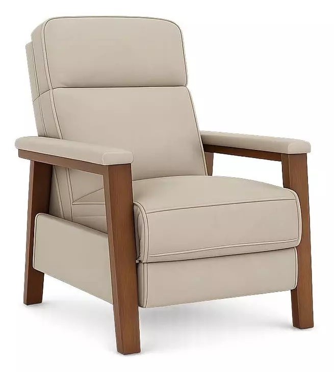 Ashland Cashmere Stone Leather Push Thru The Arms Recliner from