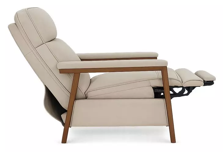 Ashland Cashmere Stone Leather Push Thru The Arms Recliner from