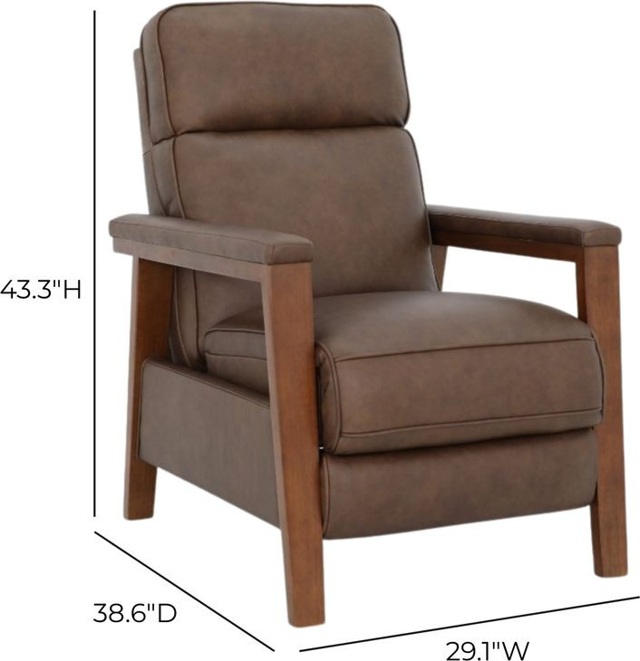Ashland Oasis Walnut Leather Push Thru The Arms Recliner