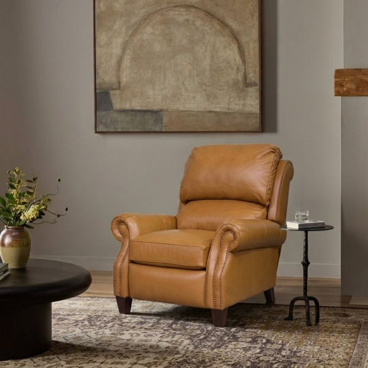 Churchill Shoreham Ponytail Leather Push Thru The Arms Recliner with Nailhead Trim