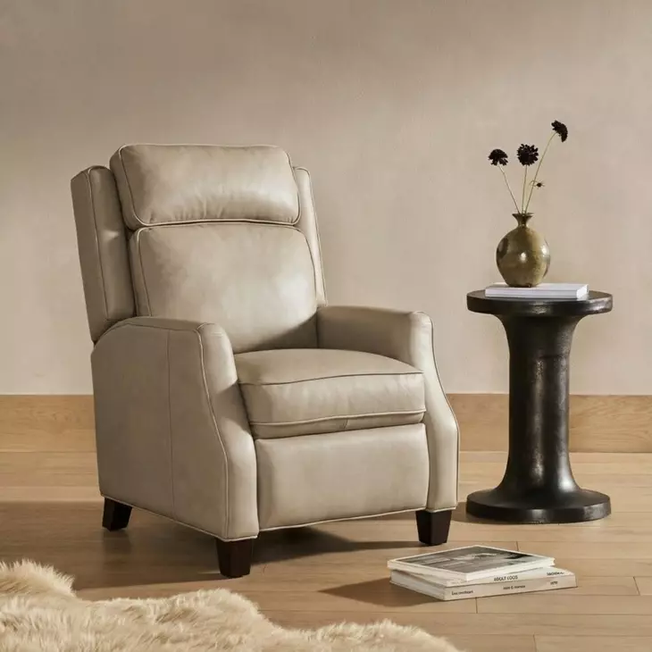 Nixon Shoreham Cream Leather Push Thru The Arms Recliner