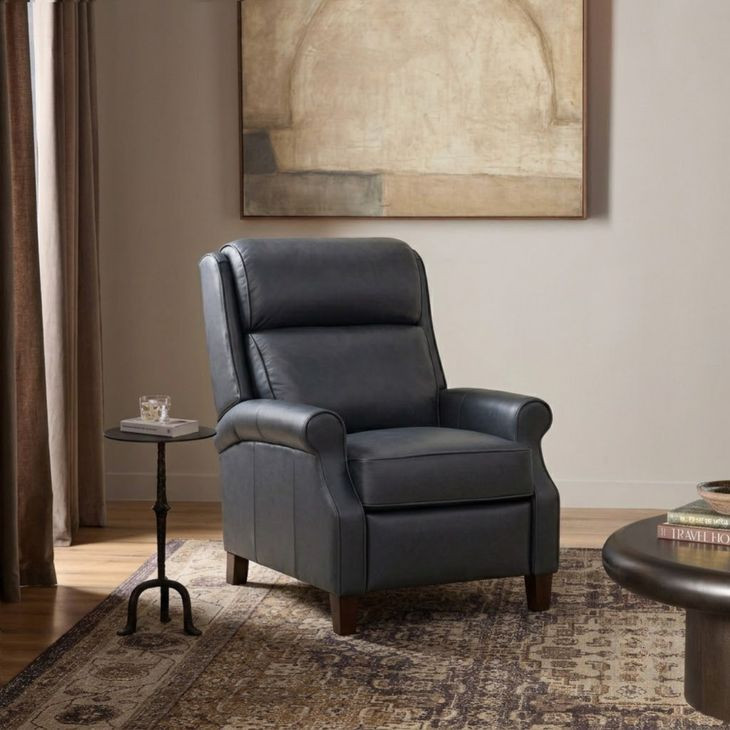 Amber Santa Fe Ocean Leather Dual Power Recliner with Power Headrest and USB Charging