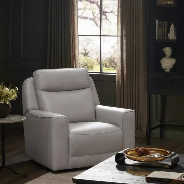 Chester Denisa Soft White Leather Power Recliner with Power Lumbar